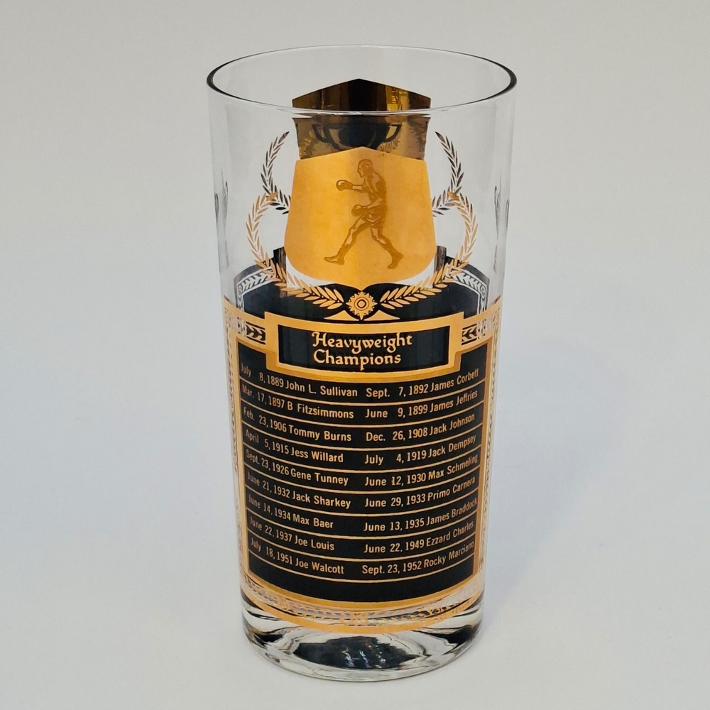 VTG Heavyweight Boxing Champions All Time Greats Sports Glass Gold Black 
5.75"